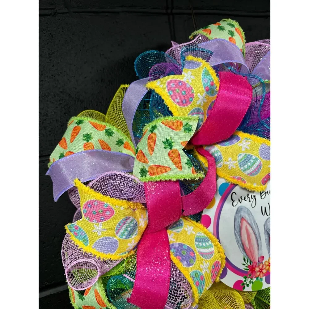 Easter Wreath, Welcome Wreath Front Door Decor Handmade 22 In